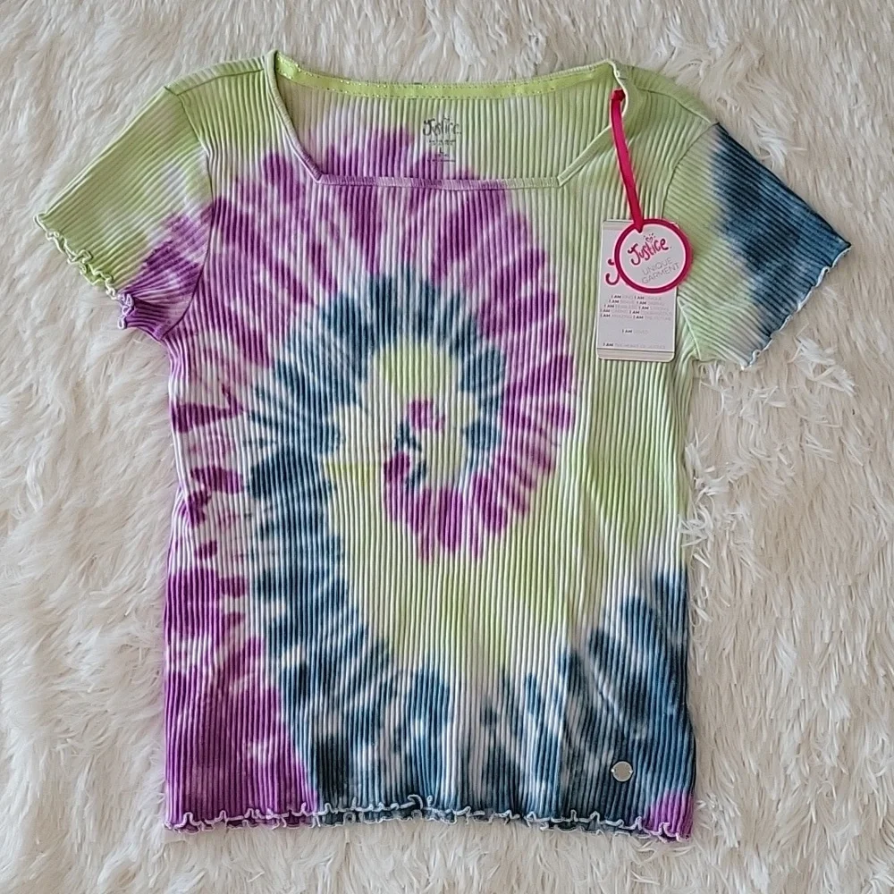 Justice Set Of Short Sleeve Tops And Skort Purple Tie Dye Girls Size L 12/14